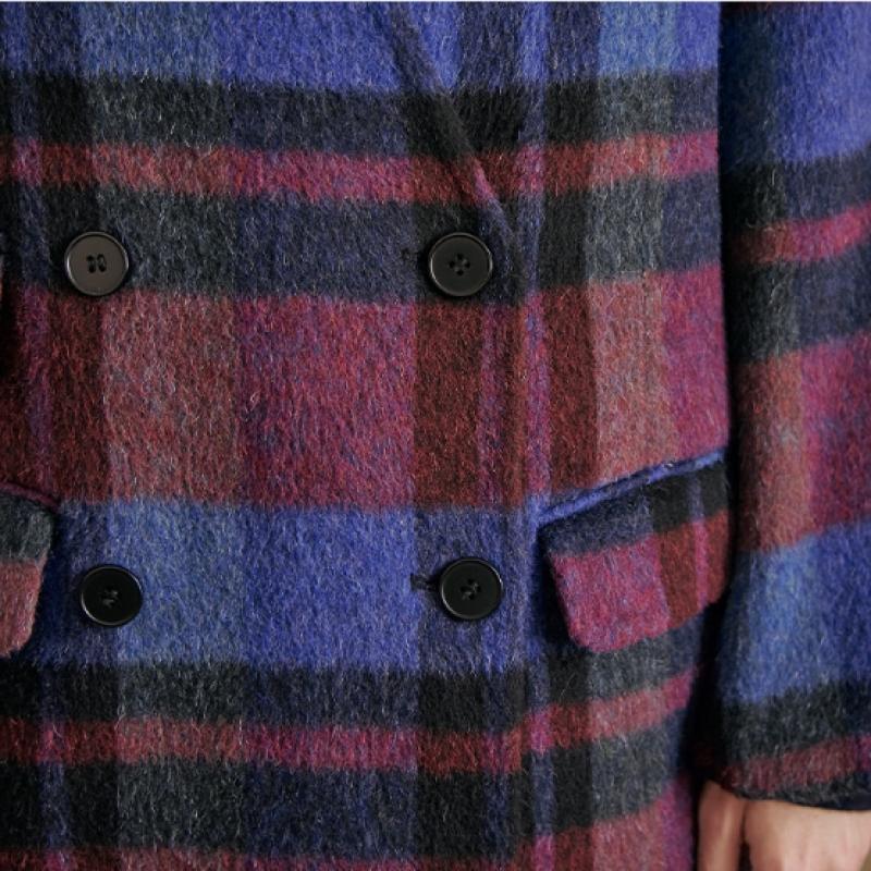 MAXZA Handmade Wool Check Long Coat Scarf Set Zd11hc005nh