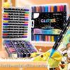 Dual-Tip Glitter Fluorescent Watercolor Marker Pen Set