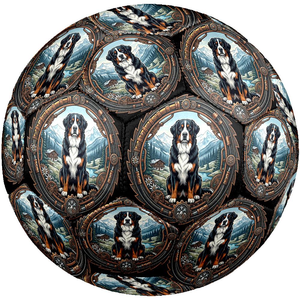 Steampunk Mountain Dog Round Football Size 5 Adult Ball Suitable for Training Matches and Outdoor Team.