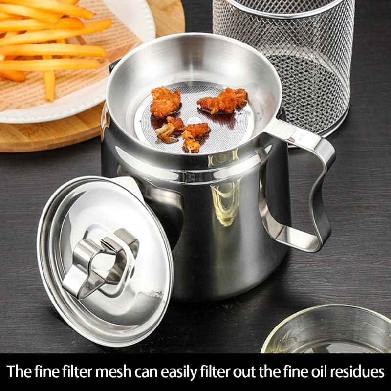 Lebensmittelechte Öl-Abtropfkanne Mit Abnehmbarem Deckel Und Frittierkorb Langlebiges Küchenwerkzeug Für Zuhause Restaurant