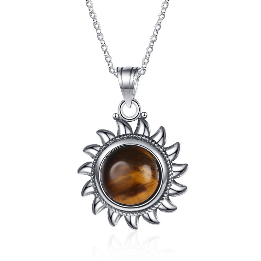 Naturligt Labradorit Ametist Halsband S Silver Vintage Solform Krom Halsband för Kvinnor Gåva