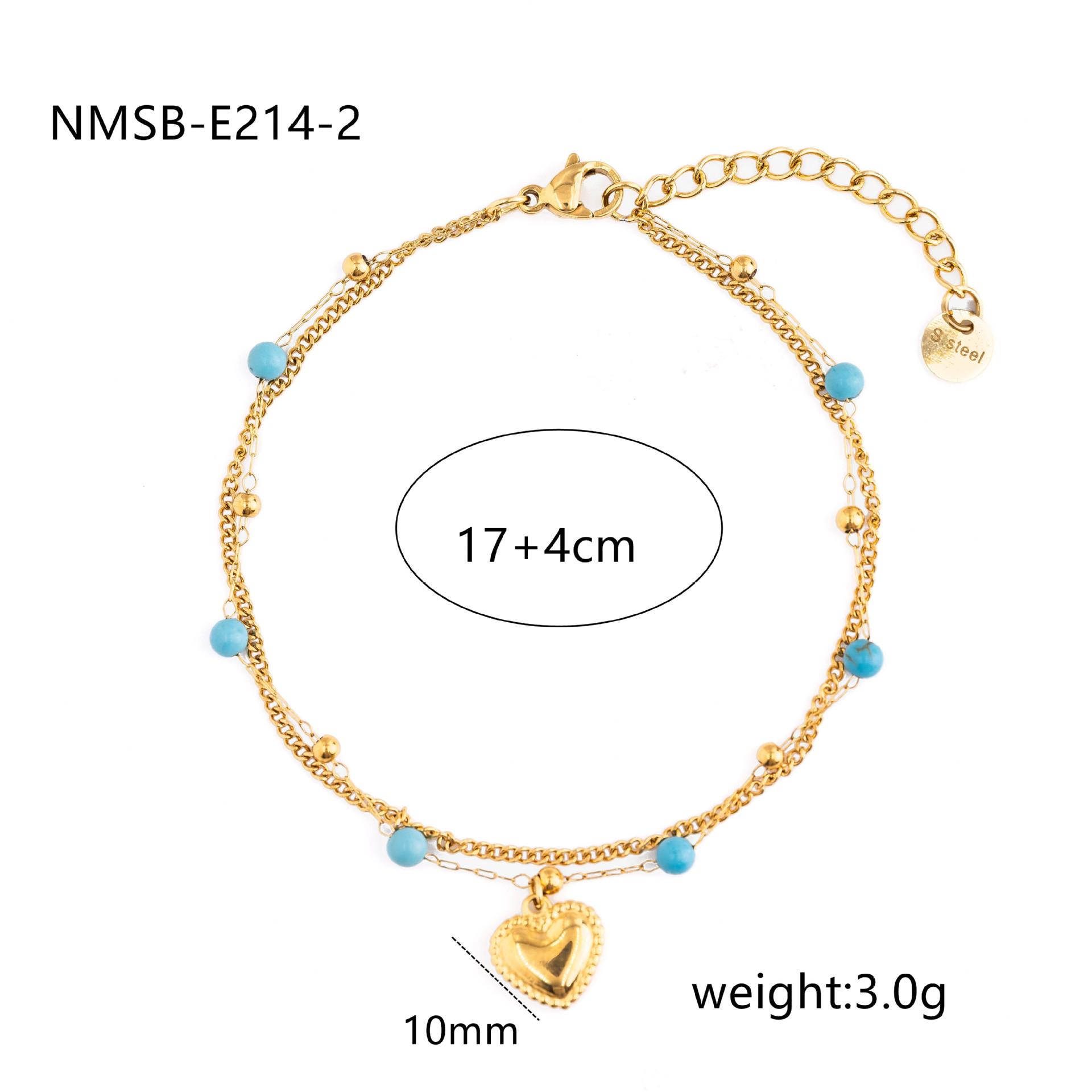 GEMCHIC Women s Stainless Steel Circle Disc Pendant Layered Turquoise Bracelet