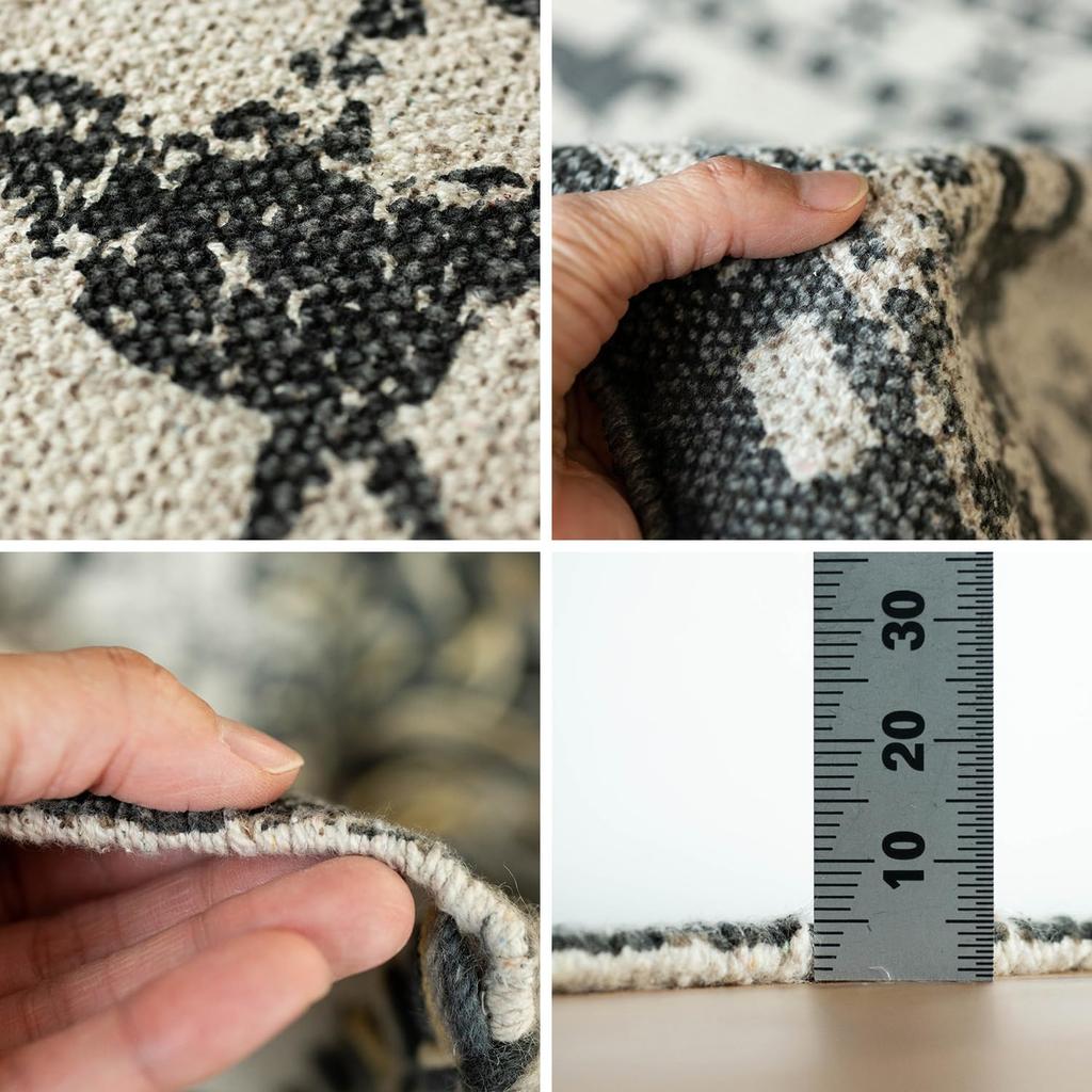 Sayan Sayan Pazylik Anti Washable Handmade Black Rug/Carpet, Cotton, 200x250mm,