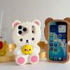 3D Rilakkuma Bear Hugging Duck Silicone Phone Case Soft Shockproof Cute Cartoon Cover for iPhone 17ProMax 17 16 15 14 13 Pro Max
