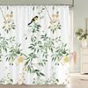 Plants and Floral Shower Curtain, Texture Fabric Bathroom Decor Watercolor Flowers and Plants Shower Curtians with Hooks
