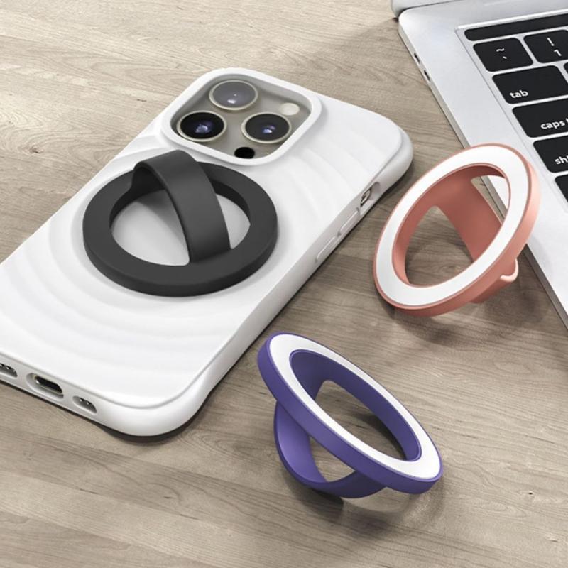 Silicone Magnetic Phone Rings Holder 360 Rotation Finger Grip Stand Not Slip Attachment for Car Mount Desk Viewing Use