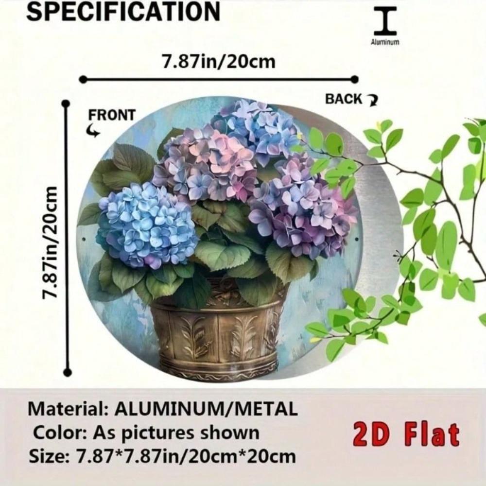 Vintage Metal Wall Art Hydrangea Flower Painting Indoor Outdoor Decor