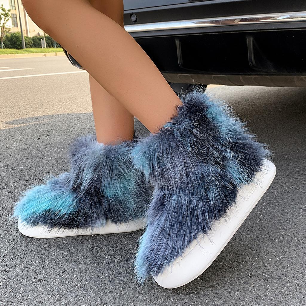Step into the large size snow boots women's new winter plush warm casual fluffy boots thick-soled short boots