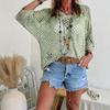 2026 Women's Solid Color Knit Mesh Sweater: European & American Versatile Loose Fit