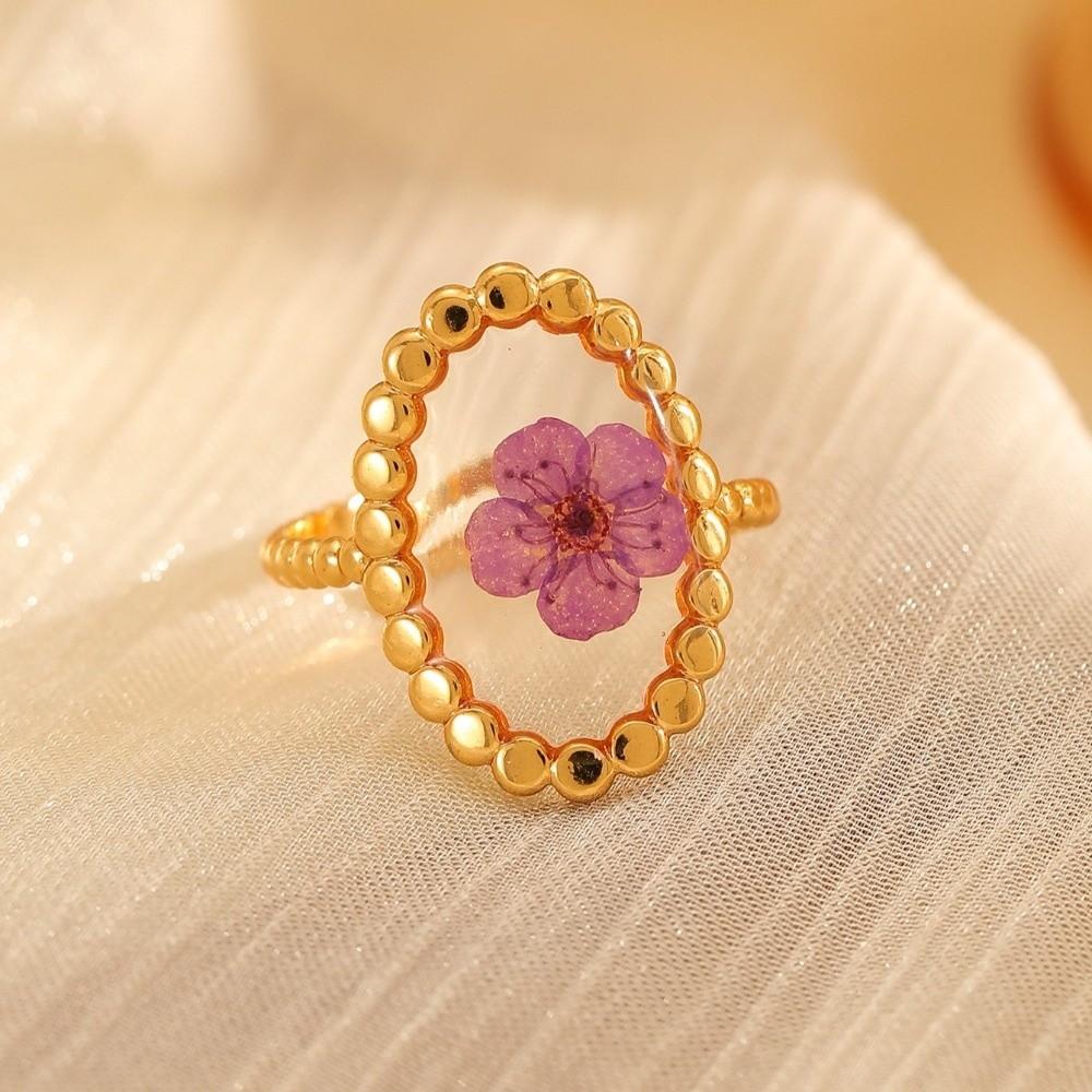 Oval Shape Geometric Ring Heart Shaped Open Ring Trend Flower Ring  Jewelry Gift 03