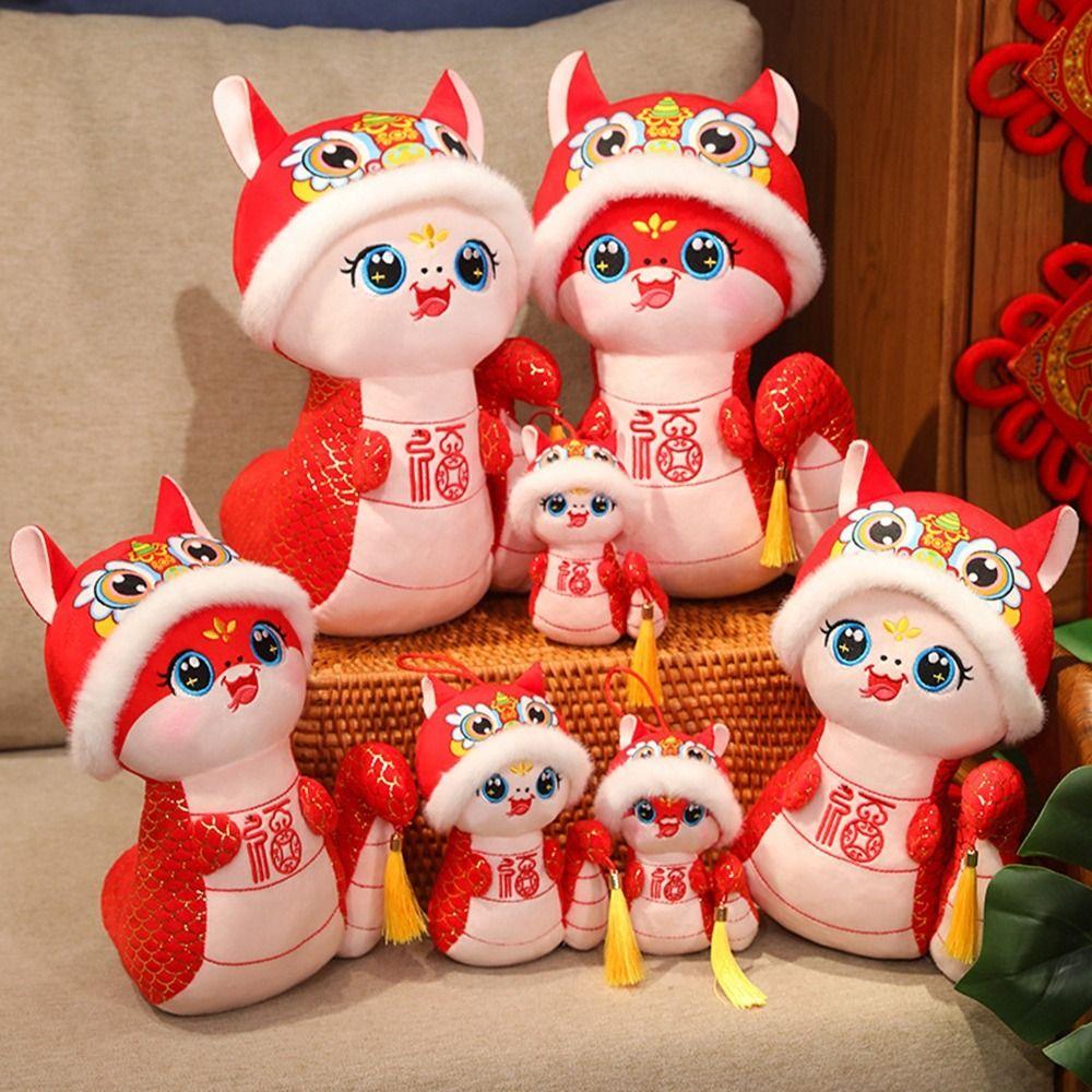 Cartoon Snake Mascot Doll Stuffed Lucky Snake Pendant Snake Year Plush Ornaments  Home Decor