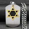 Hollow Out Star of David Dog Tag Necklace for Men Simple Stainless Steel Magen Je Star of David Hebrew Chain Jewelry Gift
