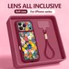 Custodia Laccetto Floreale Acquerello INS Per iPhone 17 Pro Max iPhone 16 15 Pro Max 14 13 11 16E 17E Bumper Antiurto Copertura con Cinturino da Polso