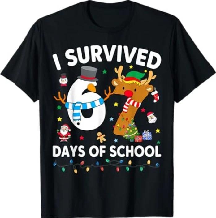 I Survived 67 Days of School Funny Meme Six Seven Christmas T-Shirt 4XL