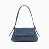 Women's Versatile Blue Denim Baguette Shoulder Bag