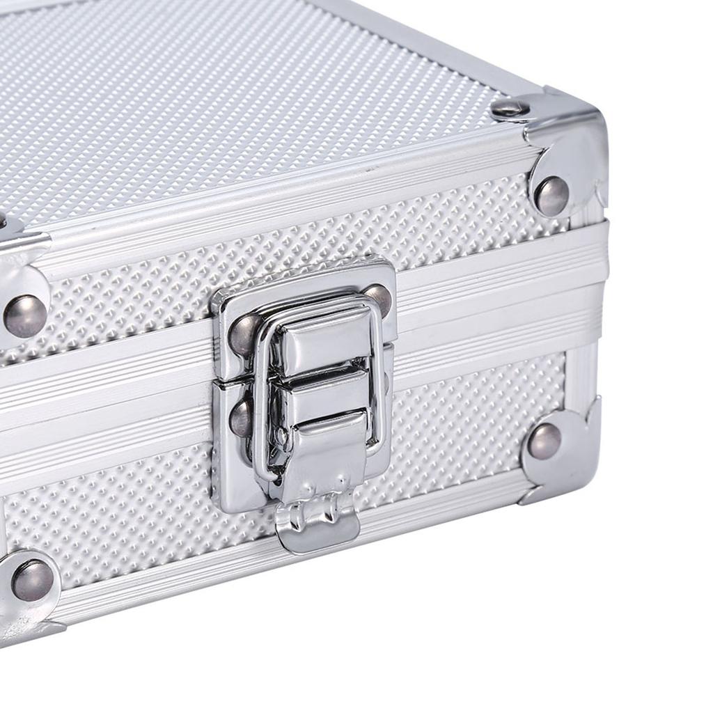 Aluminum Alloy Machine Case   Storage Box with Lock for Moving Coil Machines Electronics Silver 11X11X6Cm