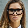 Classic Black Luxury Brand Women's Reading Glasses Anti Blue Light Transparent Eyewear Trendy Oversized Square Eyeglasses Men +2