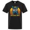 Awesome Since 1989 Sunset Sunglasses Cool Cat Tops Man Casual Loose Tshirts Soft Summer T-Shirts Brand Mens Short Sleeve 80508