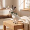 White Deer Figurine with Scarf | Resin, Standing Statue, for Christmas Decor