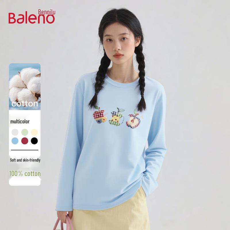 Baleno Women's Thickened Cotton Round Neck Long Sleeve T-Shirt