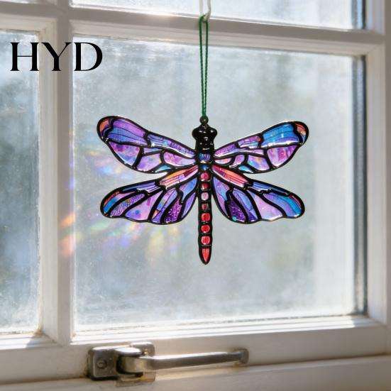 Seasonal Party Decorations Suncatcher Acrylic Stained Glass Effect Butterfly/Dragonfly/Fairy Ornament Window Outdoor Hanging Decor Holiday