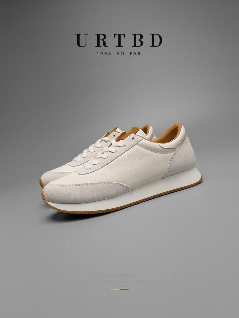 European Luxury Men's Genuine Leather Casual White Shoes - Trendy Summer Forrest Gump Style