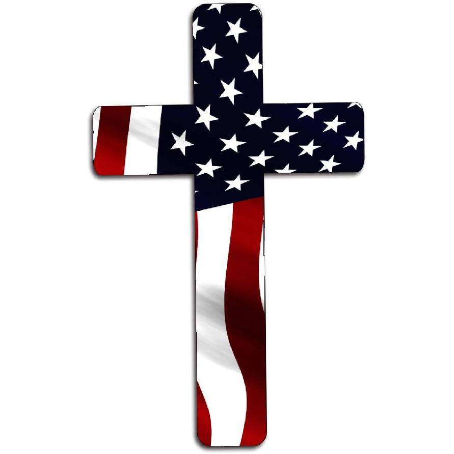Red White Blue Cross Decal Sticker n Flag Large Inch Patriotic Decal A