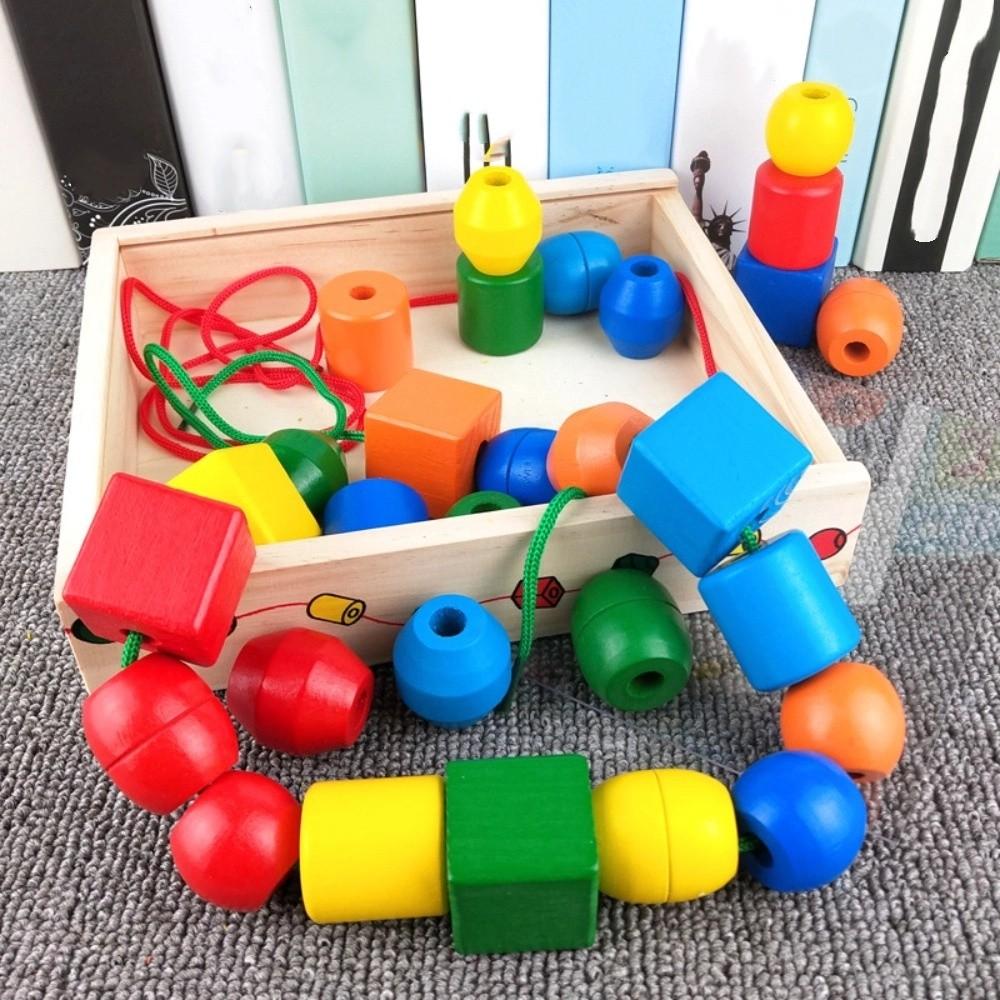 Colorful Wooden Toys Matching Game Colorful Beaded Toy  Preschool Learning