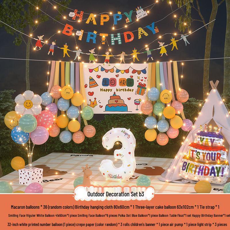 Xiaohongshu První narozeninová kempingová párty Balónky a banner pro děti