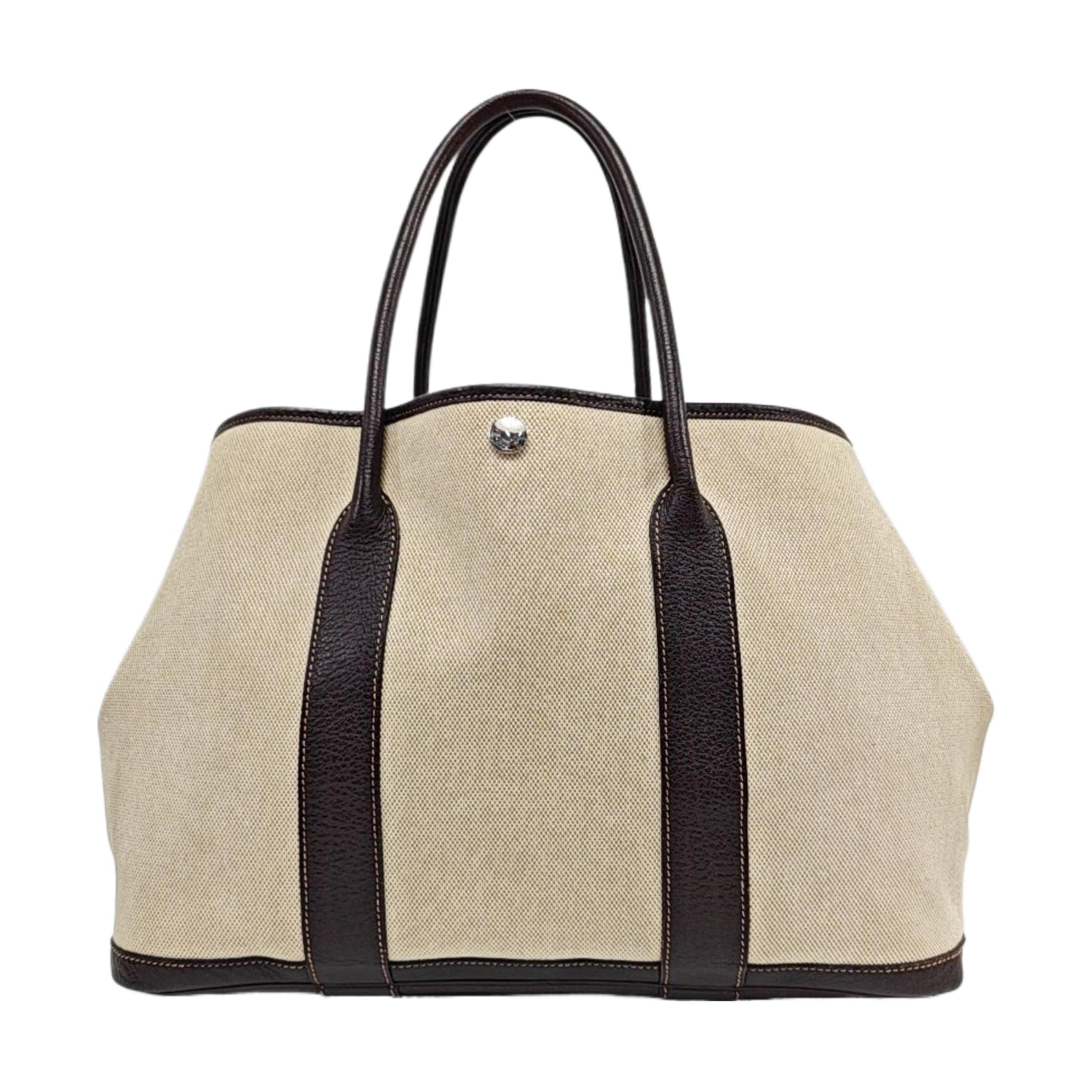 [Pre-Owned] Garden Party 36 Milk White Canvas Garden Tote Bag Silver Hardware - Very Good #E08QYU ONE SIZE