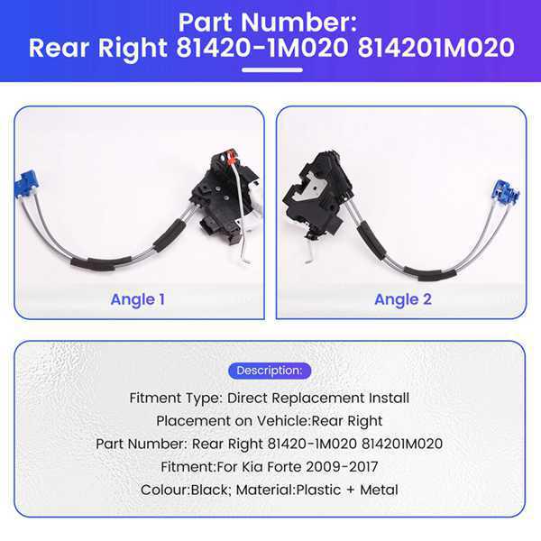 Compatible with 2009-2017 Kia Forte LHD: Right Rear Door Lock Assembly 814201M020.