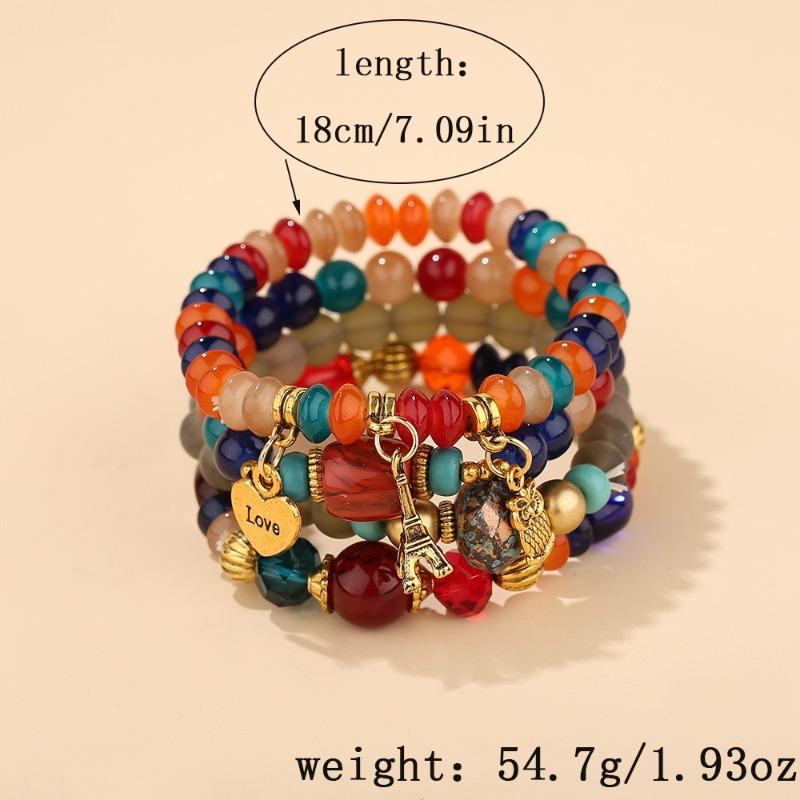 Trend, Simple Metal Multi-Pendant Pendant, Candy Beads Multi-Layer Fashion Temperament Bracelet