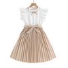 Sommer Mädchen Kleid 2024 Kinder Bogen Gefaltetes Langes Kleid Prinzessin Kleid Kinder Kleidung