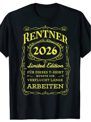 Men's Humorous Pattern T-shirt - The Perfect Choice for Loose Fit Retirees, Retirement T-shirt | Interesting Design T-shirt -...
