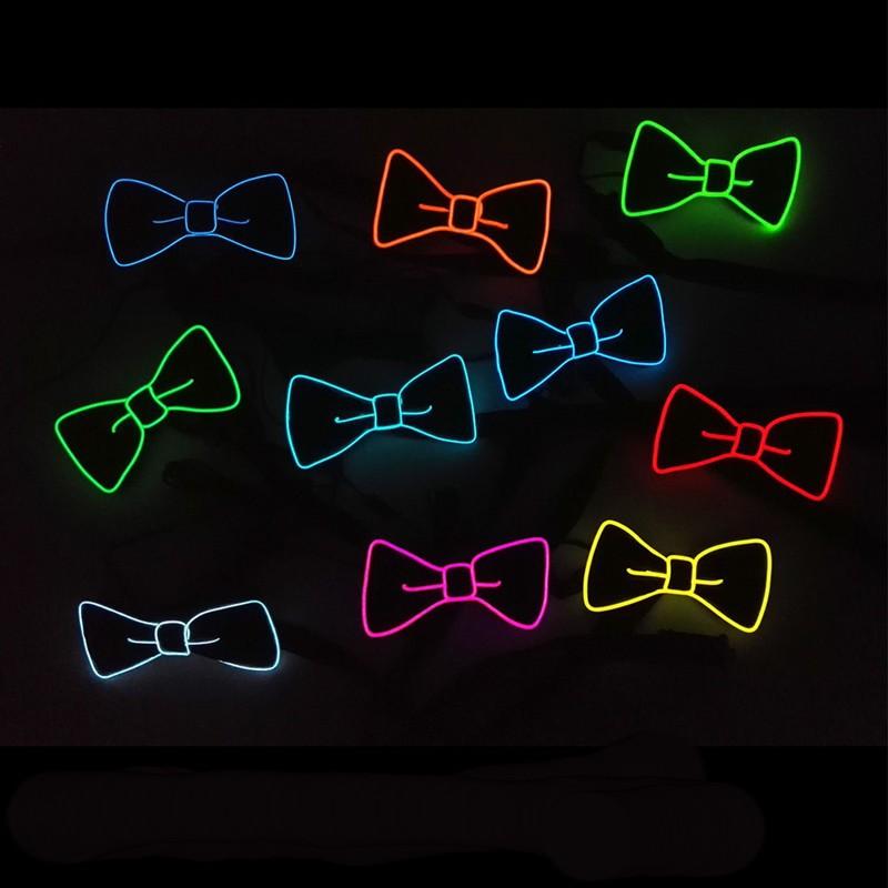 Men Glowing Bow Tie EL Wire Neon LED Luminous Party Haloween Christmas Luminous Light Up Decoration Bar Club Stage Prop Clothing