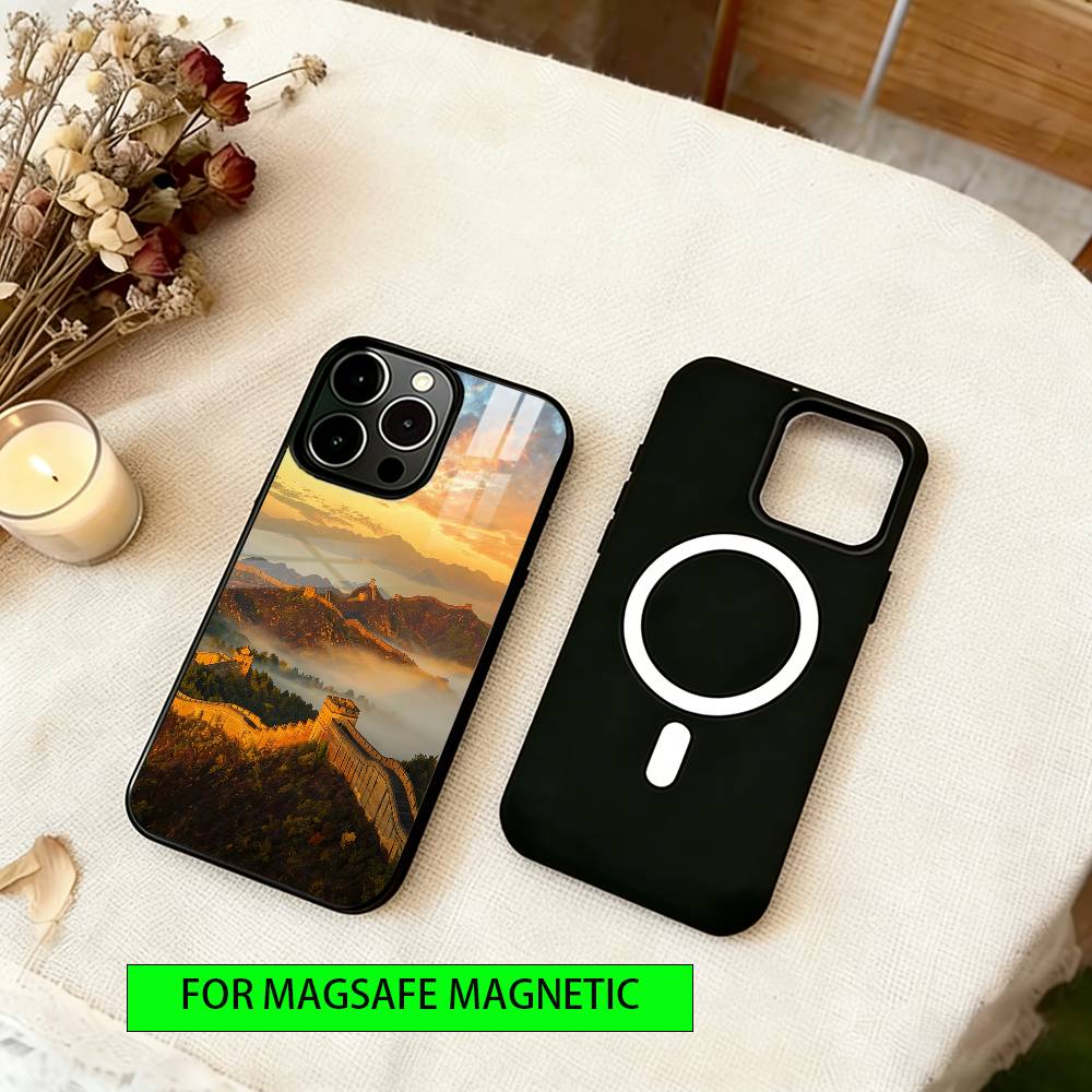 Die Große Mauer Chinas Handyhülle Für iPhone17,16,15,14,13,12,11 Plus,Pro Magnetisch Für Magsafe Kabelloses Laden