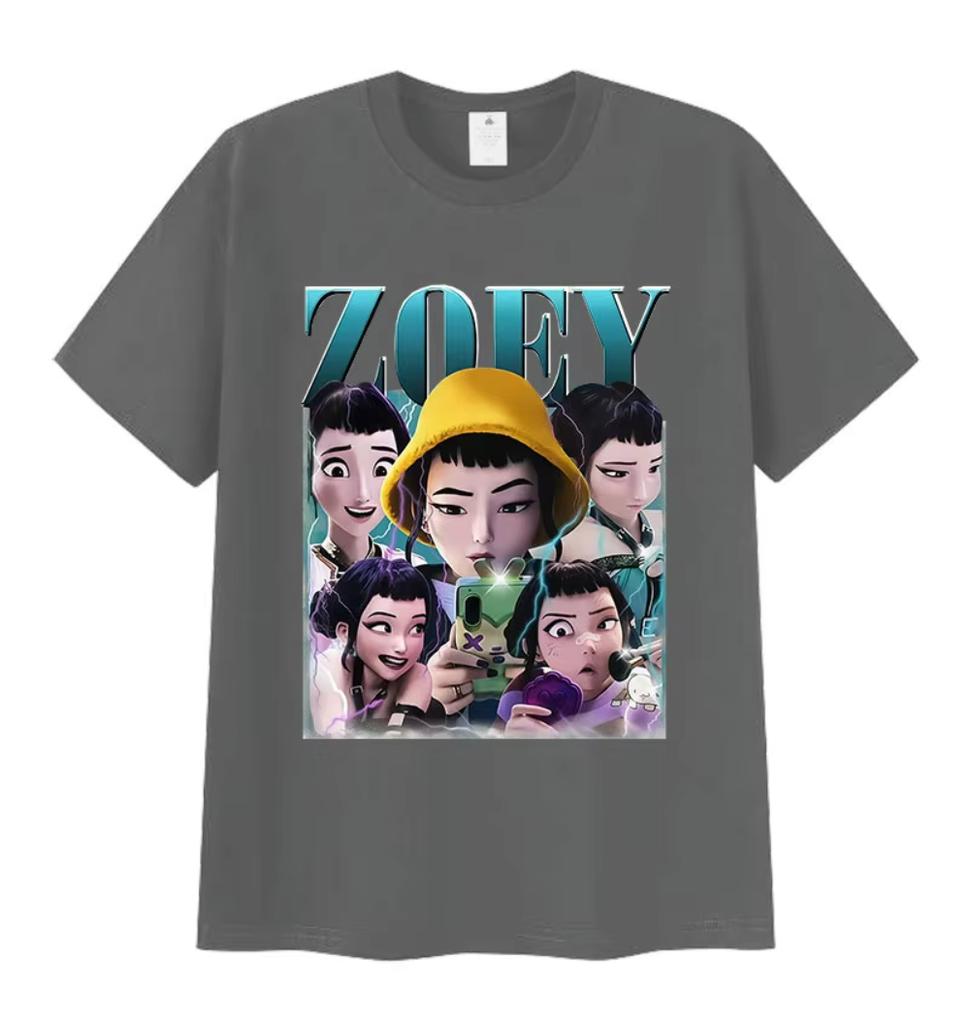 K-Pop Zoev Dämonenjäger Anime Grafikdruck T-Shirt Herren Damen Harajuku Mode Übergroße T-Shirts Lässige Baumwoll-Tops T-Shirts