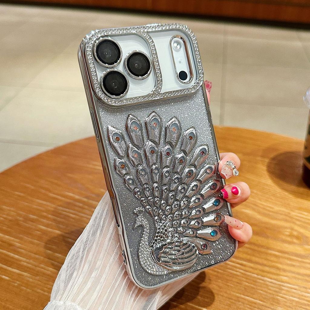 Anwendbar auf Apple 17 ProMax Glitzer Pfau Handyhülle Strass IPhone 16 Neue High-End-Haptik 15 Schutzhülle