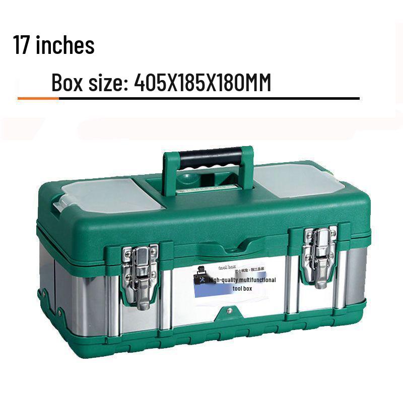 Extragroße Edelstahl-Multifunktions-Werkzeugkiste, tragbar, mit Fahrzeugmontage-Aufbewahrung