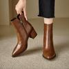 Fashion 2024 Autumn Women Boots Pointed Toe Chunky Heel Shoes for Women Concise Zipper Ankle Boots Chelsea Western Boots High Heels