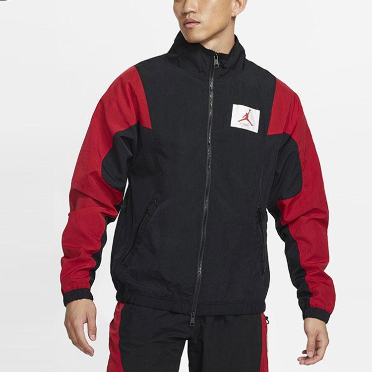 Jordan Flight Spliced Casual Sport Jacket with Stand Collar Men Jackets Black CV3151-010