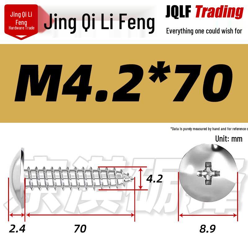 Flat Head Phillips Stainless Steel Self-Tapping Screw M3-M5 for Furniture and Wood.