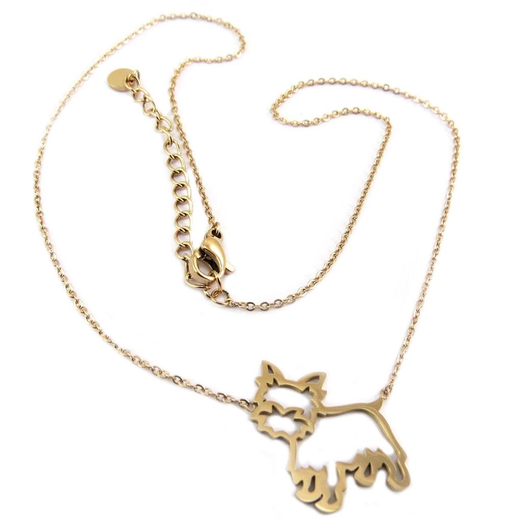 Les Trésors De Lily [P7910] - Rose Gold 'Westie' Steel Designer Necklace - 20x15 Mm