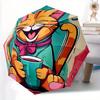 1pc Cat Coffee Automatic Open/Close, Foldable Compact Umbrella with 8-Rib Shaft, Perfect Gift For Men And Women 092