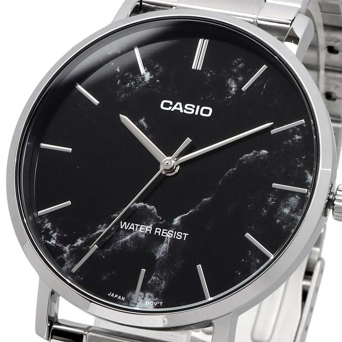 Casio Quartz Men's Watch MTP-VT01DM-1A Black Marble Metal Band
