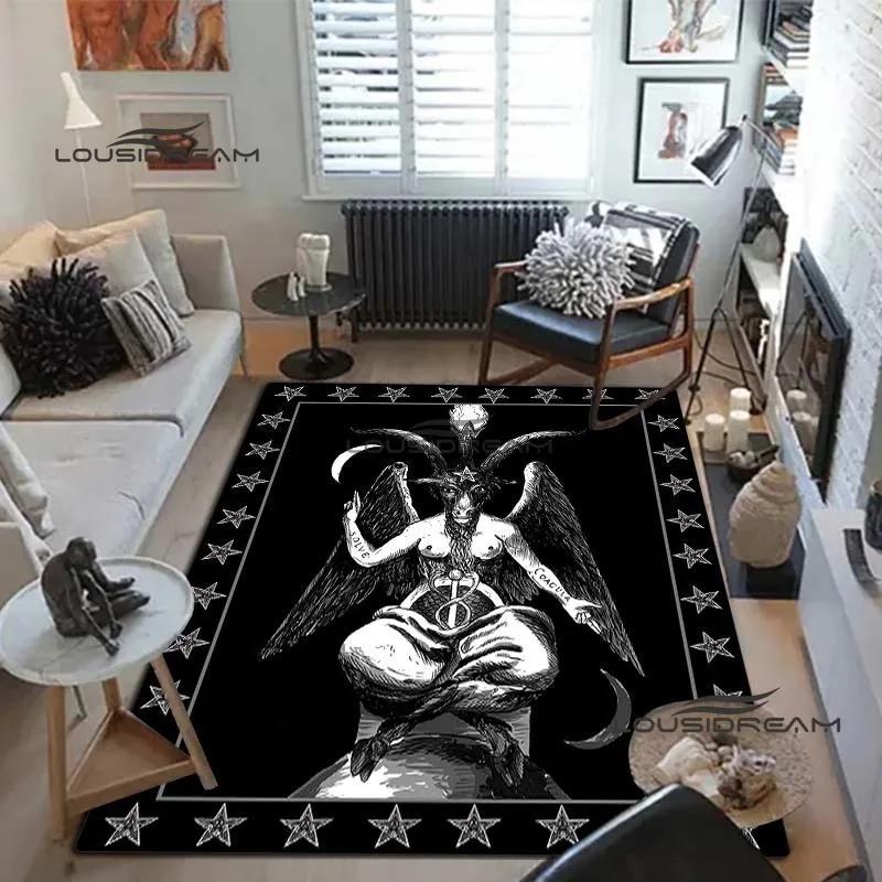 Devil Satan Lucifer Sacrifice Carpet and Rug Goat Baphont Rug Living Room Bedroom Area Carpet Study Porch Bedside Non-slip Mat
