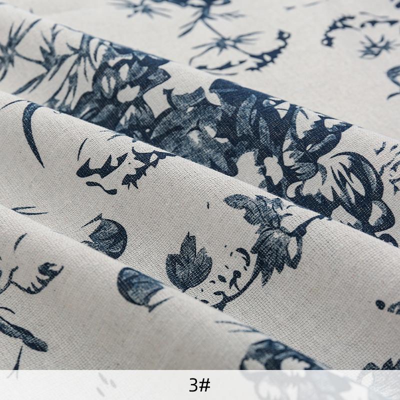 150x50CM Retro Blue and White Porcelain Printed Cotton Linen Fabric For Tablecloths Curtains Handbags Handmade DIY FabricTJ21872