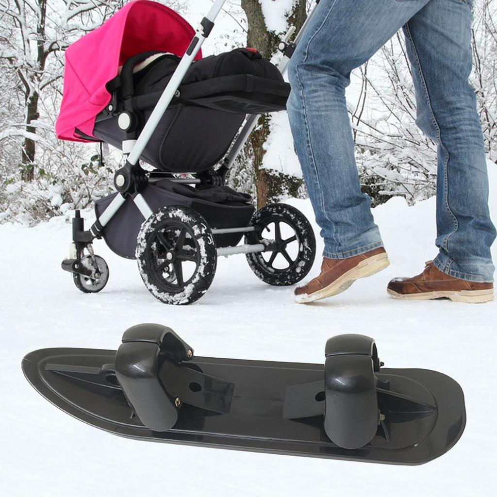 Stroller Skis & Bicycle Ski Conversion Kit, 2-in-1 Winter Attachment for Baby Strollers Bikes & Golf Carts, for Outdoor Snowy