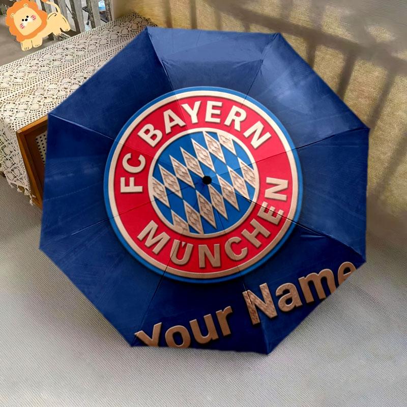 1 PC Automatic Folding Umbrella - FC Bayern Munchen Custom Name Pattern, Portable & Foldable Design with 8 Ribs, Christmas Birthday Gifts