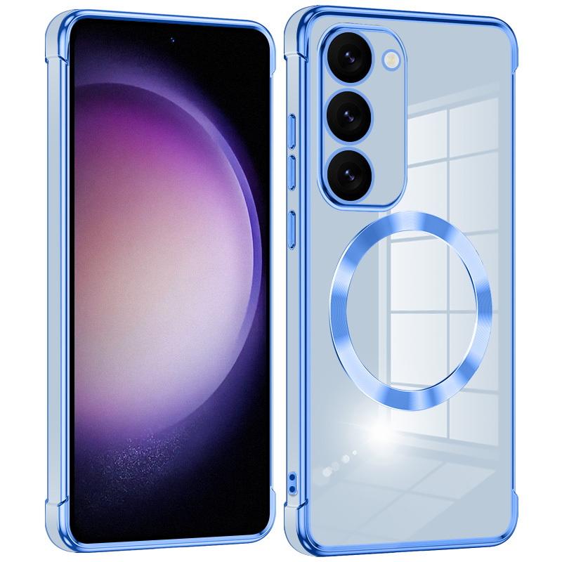 Solid Color Slim Magnetic Phone Case For Samsung Galaxy S25 Ultra S24 FE S23 Plus S22 S21 Wireless Charge Plating TPU Soft Shockproof Bumper Cover